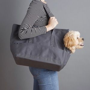 Love Thy Beast Gray Canvas Pet Tote (Large)